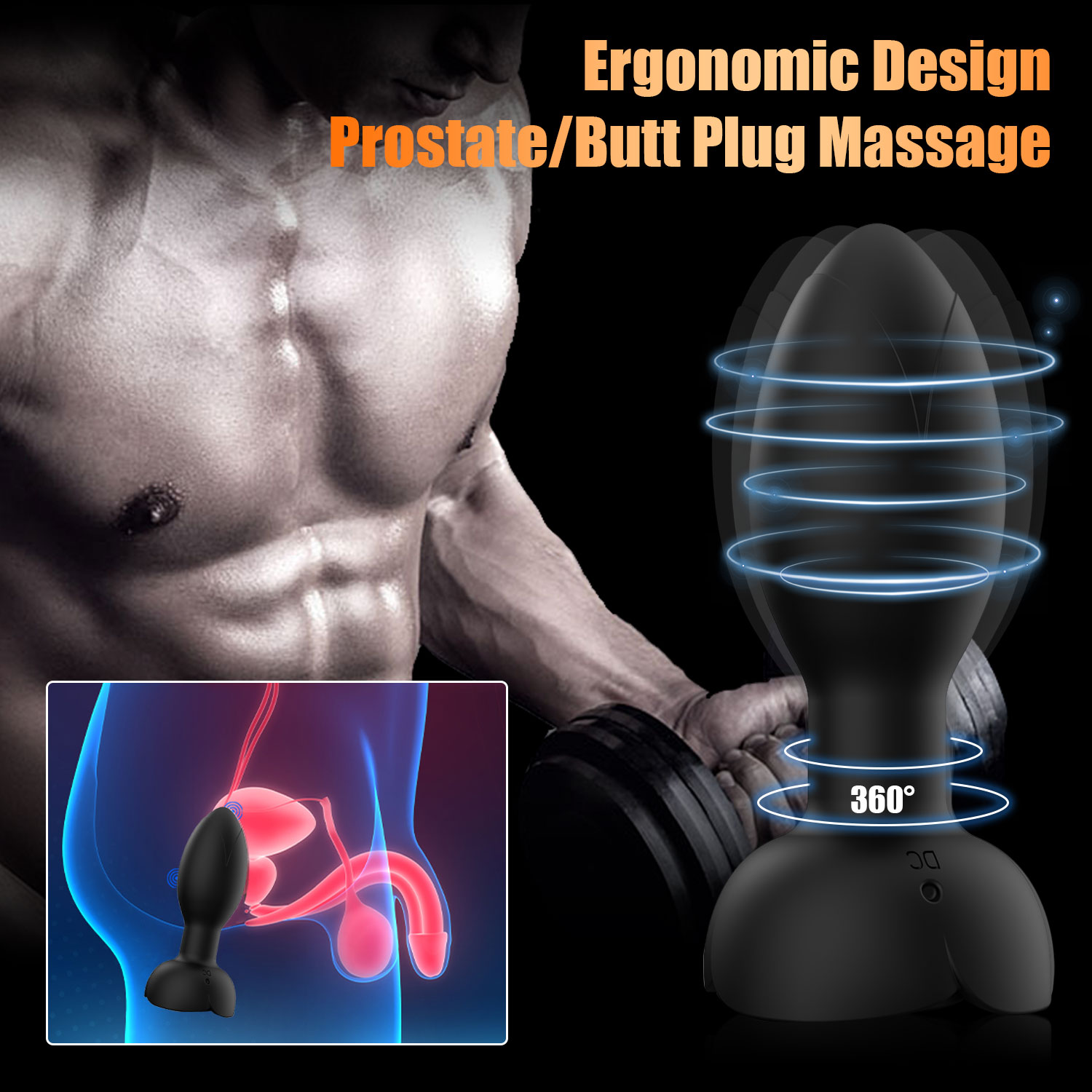6.Black-Thrusting Anal Vibrator Prostate Massager